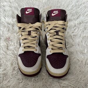 Nike Women’s Maroon and Beige High-Top Sneakers